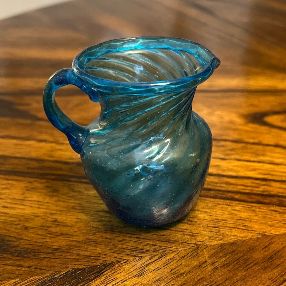 Blue Glass Art Miniature Vase